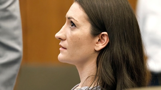 Lindsay Clancy sits as jury selection starts in her murder trial where she is charged in the 2023 killing of her three children, Monday, July 20, 2026, in Plymouth Superior Court in  Plymouth, Mass. (Greg Derr/The Patriot Ledger via AP, Pool)