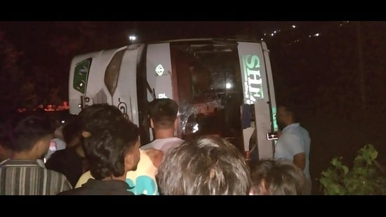 The overturned bus in Himachal’s Bilaspur on Monday. (File)