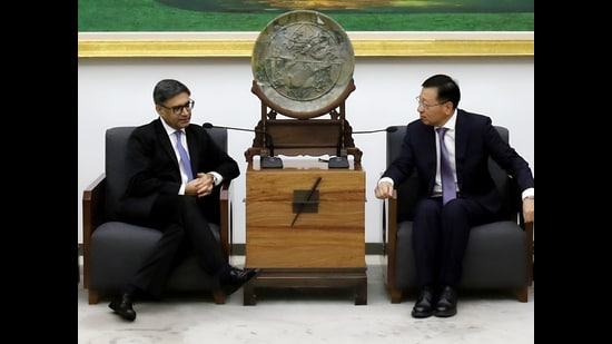 They discussed ways to deepen the implementation of the guidance of Prime Minister Narendra Modi and President Xi Jinping for bilateral relations. (@EOIBeijing X/ANI)
