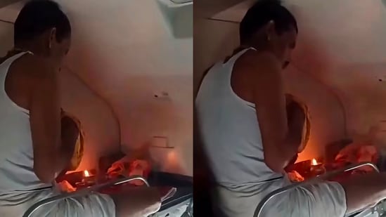 Viral video shows passenger performing puja on train berth.