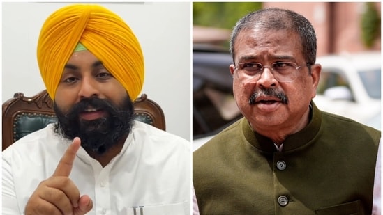 The opposition in Punjab is demanding resignation of state education minister Harjot Singh Bains (L) over alleged paper leaks. Dharmendra Pradhan (R) resigned as union education minister on Saturday amid NEET paper leak protests.