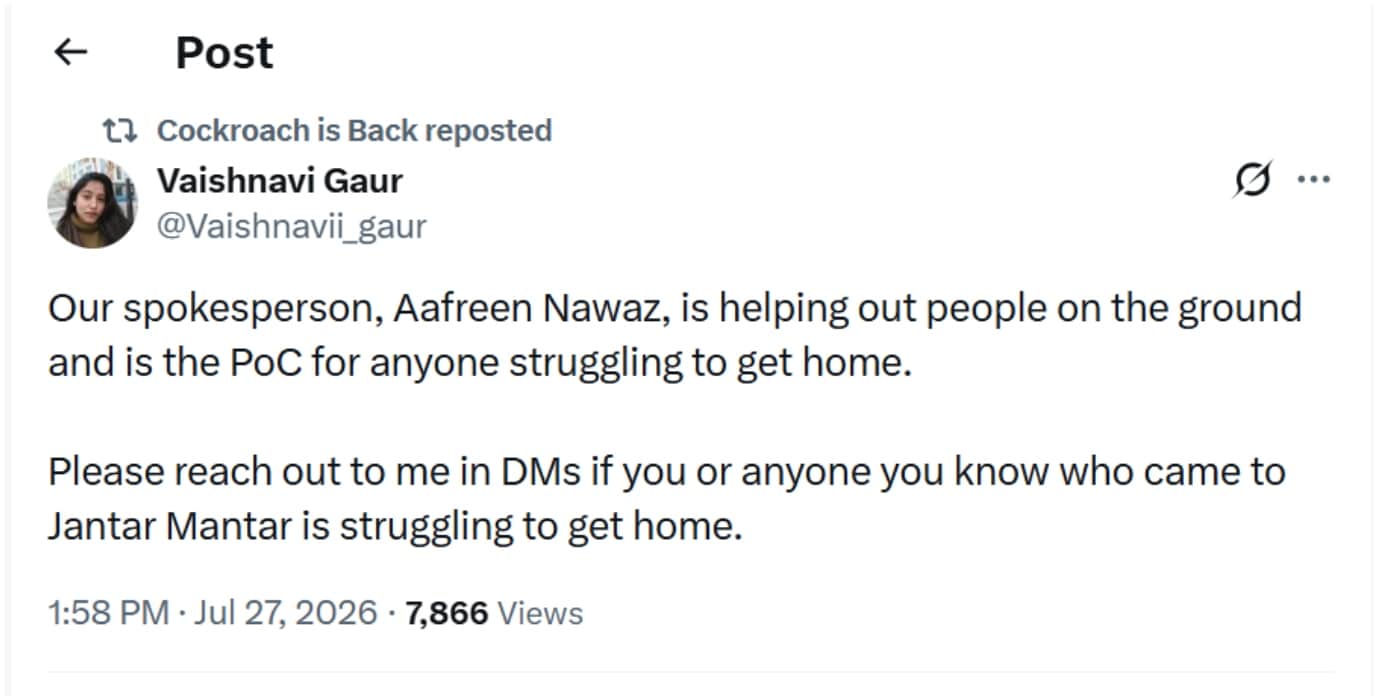 The CJP re-tweeted a post offering help to volunteers trying to get back home. (X)