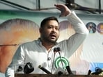 Patna, Bihar, India -Juiy.01, 2026: RJD national working president Tejashwi Yadav addressing during party�s foundation day function at RJD office in Patna, Bihar, India, Wednesday,Juiy,01, 2026.(Photo by Santosh Kumar/ Hindustan Times) 