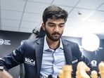 File image of India's D Gukesh playing against China’s Ding Liren in the eighth game of the World Chess Championship, in Singapore. (PTI)