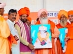 While addressing a religious gathering at the Murti Pran Pratishtha ceremony of Siddh Baba Khak Nath at Ujhana village of Jind district, Haryana chief minister Nayab Singh Saini said transparent and people-centric governance remained the guiding principle of the state government. (HT)