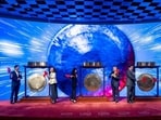 The listing ceremony at the Hong Kong Stock Exchange.