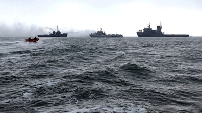 File photo of navy ships of Iran and Azerbaijan during an exercise, in the Caspian Sea (Iranian army/WANA via Reuters)