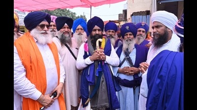 Akal Takht acting jathedar Giani Kuldeep Singh Gargaj during the Miri Piri Khalsa march in Moga.