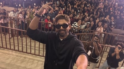 Allu Arjun met thousands of his fans in Hyderabad on Tuesday. Allu Arjun met thousands of his fans in Hyderabad on Tuesday.