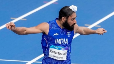 Gurindervir Singh competes in the men's 100m round 1 heat. (PTI)