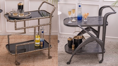 A thoughtfully styled bar cart adds function, charm and visual interest, turning an unused corner into a conversation-worthy focal point. (Rabyana Design) A thoughtfully styled bar cart adds function, charm and visual interest, turning an unused corner into a conversation-worthy focal point. (Rabyana Design)