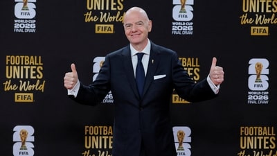 FIFA President Gianni Infantino arrives on the red carpet ahead of the FIFA World Cup 2026 Draw (REUTERS)