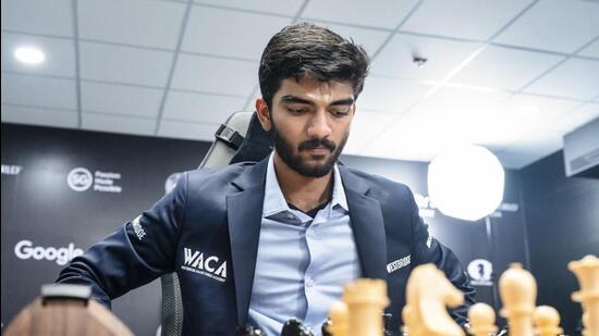 File image of India's D Gukesh playing against China’s Ding Liren in the eighth game of the World Chess Championship, in Singapore. (PTI)