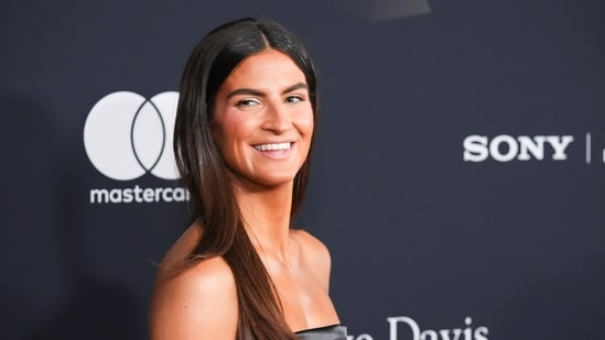 Kaitlan Collins arrives at the Pre-Grammy Gala on Saturday, Jan. 31, 2026, at the Beverly Hilton Hotel in Beverly Hills, California.