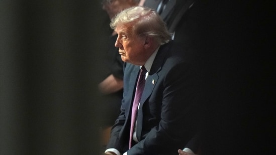 President Donald Trump attends the funeral of Sen Lindsey Graham, R-S, at the Washington National Cathedral.