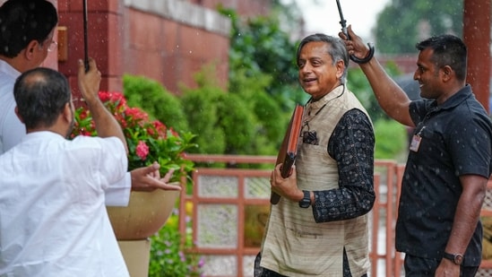 Congress MP Shashi Tharoor during the Monsoon session of Parliament, in New Delhi. Congress MP Shashi Tharoor during the Monsoon session of Parliament, in New Delhi.