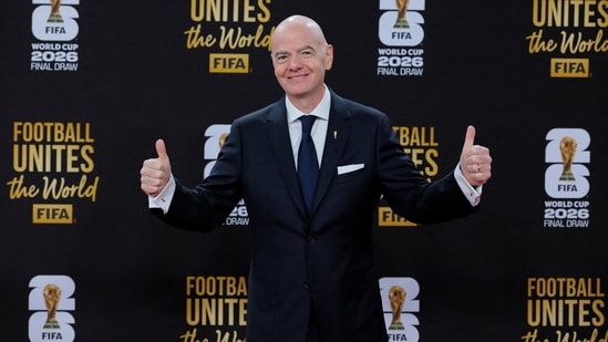 FIFA President Gianni Infantino arrives on the red carpet ahead of the FIFA World Cup 2026 Draw 