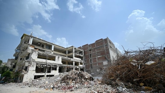 The Saidulajab site where a building collapsed in May this year that killed 6. (Sanchit Khanna/HT Photo)