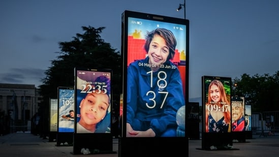 The Lost Screen Memorial installation honors children whose deaths were linked to social media.