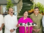 Delhi Chief Minister Rekha Gupta announces the Delhi Lakshmi Yojana at the Delhi Secretariat in New Delhi, India, on Tuesday, July 28, 2026.