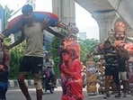Gram it: Kanwariyas, from Rajasthan spotted carrying water from Ganga river, from Haridwar. Here's how they walked along the Delhi-Meerut Road near Modinagar. As the month of Shravan begins from July 30 this year, hundreds of kanwar yatris are expected to travel across cities to accomplish this holy pilgrimage like every year. 