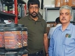 75 kg of empty nutritional supplement wrappers, 100 kg of health supplements & 36 boxes of artificial flavouring agents seized on Tibba Road. (HT Photo)