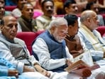 Prime Minister Narendra Modi and ministers attends the NDA parliamentary party meeting, where the assessment of India's free trade agreements presented