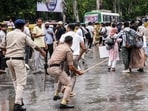 Police personnel carry out a lathi charge on protesters. Several NDA-ruled states have begun withdrawing police cases filed against student protesters (Image for representation)