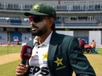 Babar Azam of Pakistan during the 1st day of 1st Test match between West Indies and Pakistan.