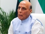 Defence minister Rajnath Singh virtually inaugurates the department of military medicine at Command Hospital (Central Command) in Lucknow, in New Delhi on Wednesday. (@SpokespersonMoD X/ANI Photo)