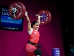 India's Harjinder Kaur competes during the Women's 69kg weightlifting event at the Commonwealth Games 2026, in Glasgow, Scotland, Tuesday. (PTI)