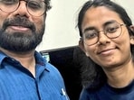 SFI joint secretary Aishe Ghosh with CPM MP John Brittas after a police team reached CPI-M headquarters in Delhi looking for Ghosh (X/)