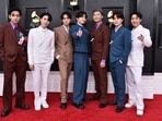 Korean group BTS appears at the 64th Annual Grammy Awards in Las Vegas on April 3, 2022. 