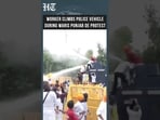 Akali Dal Waris Punjab De Protest Turns Dramatic as Worker Climbs Water Cannon