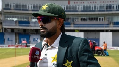 Babar Azam of Pakistan during the 1st day of 1st Test match between West Indies and Pakistan. (AFP) Babar Azam of Pakistan during the 1st day of 1st Test match between West Indies and Pakistan. (AFP)