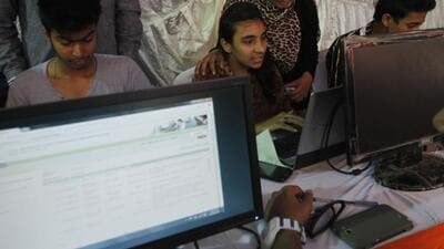 Mumbai, India, June 19, 2014: Online Registration Center was setup at dongri from 17.6.14 to 21.6.14 to assist students passed in SSC for online college admission in Mumbai, India on Thursday, June 19, 2014. (Kunal Patil/Hindustan Times)