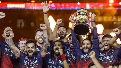 RCB team celebrates their IPL 2026 win in Ahmedabad. (PTI) RCB team celebrates their IPL 2026 win in Ahmedabad. (PTI)