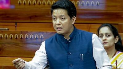 Sikkim Krantikari Morcha MP Indra Hang Subba speaking in Lok Sabha on Wednesday. (Sansad TV) Sikkim Krantikari Morcha MP Indra Hang Subba speaking in Lok Sabha on Wednesday. (Sansad TV)