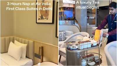 Explore Air India's exclusive first-class private suites in New Delhi. (Instagram/@lounge.guru) Explore Air India's exclusive first-class private suites in New Delhi. (Instagram/@lounge.guru)