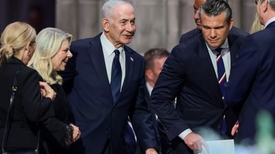 Israeli Prime Minister Benjamin Netanyahu at the funeral Tuesday of Sen. Lindsey Graham in Washington. Israeli Prime Minister Benjamin Netanyahu at the funeral Tuesday of Sen. Lindsey Graham in Washington.