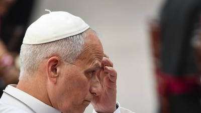 Pope Leo XIV attends a concert in Borgo Laudato Si, a 55-hectare educational and environmental center, at Castel Gandolfo on July 29. (AFP) Pope Leo XIV attends a concert in Borgo Laudato Si, a 55-hectare educational and environmental center, at Castel Gandolfo on July 29. (AFP)