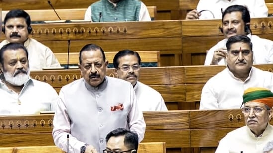 Union MoS Jitendra Singh introduced the bill in the Lok Sabha during the Monsoon Session, in New Delhi on Wednesday. (Sansad TV/ANI Video Grab)