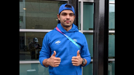 India's Neeraj Chopra ahead of the marquee men's javelin event at the Commonwealth Games 2026, in Glasgow, Scotland. (PTI)