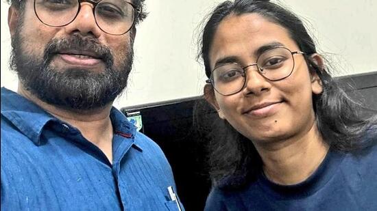 SFI joint secretary Aishe Ghosh with CPM MP John Brittas after a police team reached CPI-M headquarters in Delhi looking for Ghosh (X/)