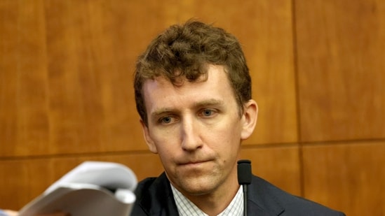 Patrick Clancy on the stand. The Lindsay Clancy murder trial is held at Plymouth Superior Court in Plymouth on July 29.