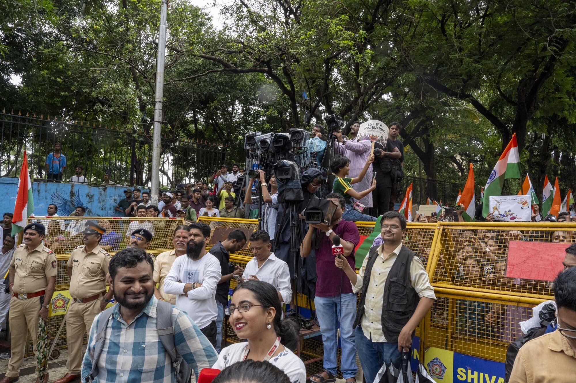 Students supporting the CJP during a celebration after the government accepted their key demands including the resignation of education minister Dharmendra Pradhan. (Bloomberg)