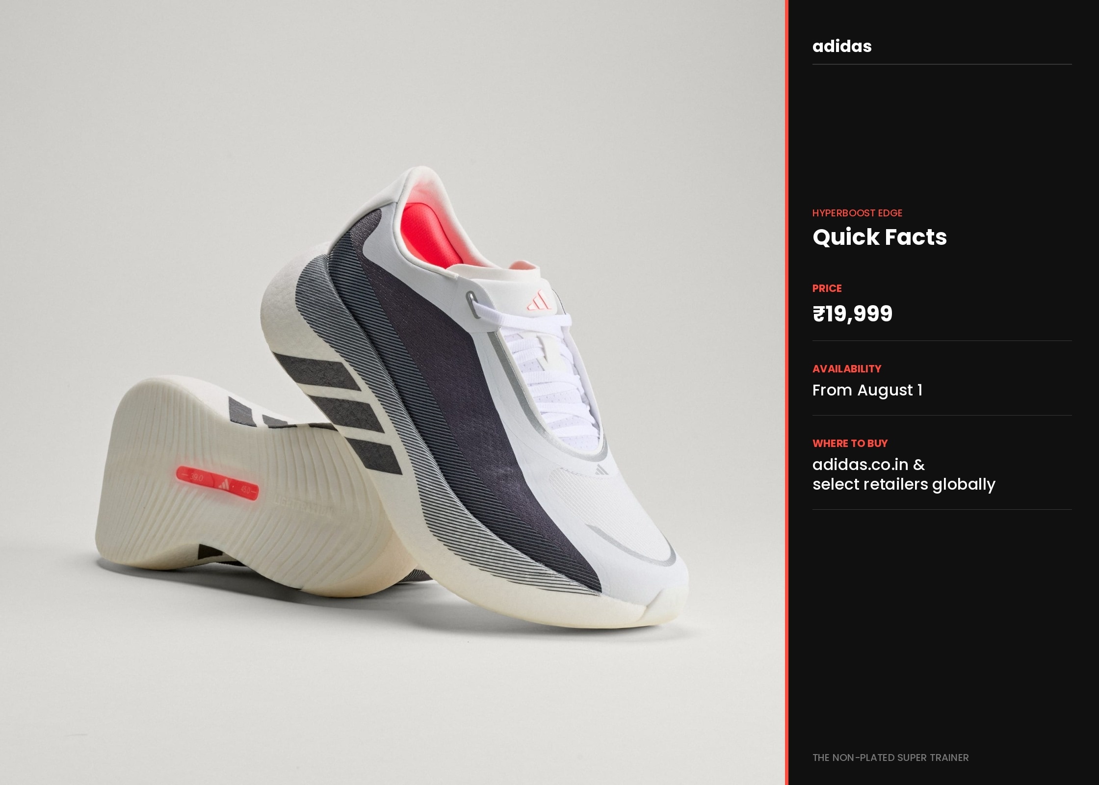 The adidas Hyperboost Edge is priced at INR 19,999 The adidas Hyperboost Edge is priced at INR 19,999