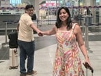 Aditya Arya and Garima Sharma made time for a quick airport meeting despite busy schedules. 