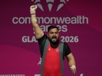 India's Lovepreet Singh reacts after setting a new game record in the men's +110kg Weightlifting Final at the Commonwealth Games in Glasgow