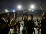 Migrants from Morocco react as they crossed into Ceuta by sea, at the border between the Spanish enclave of Ceuta and Morocco, as seen from Ceuta, Spain, July 30.(REUTERS)
